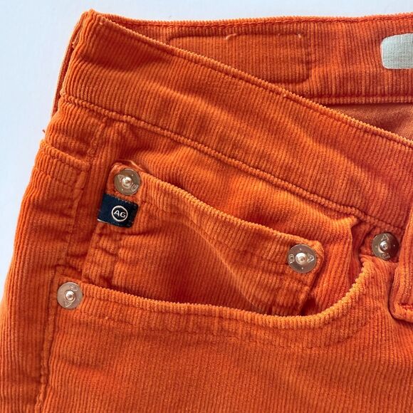 AG Adriano Goldschmied The Stevie Slim Straight Jeans in Orange Corduroy Size 28 - Picture 6 of 15